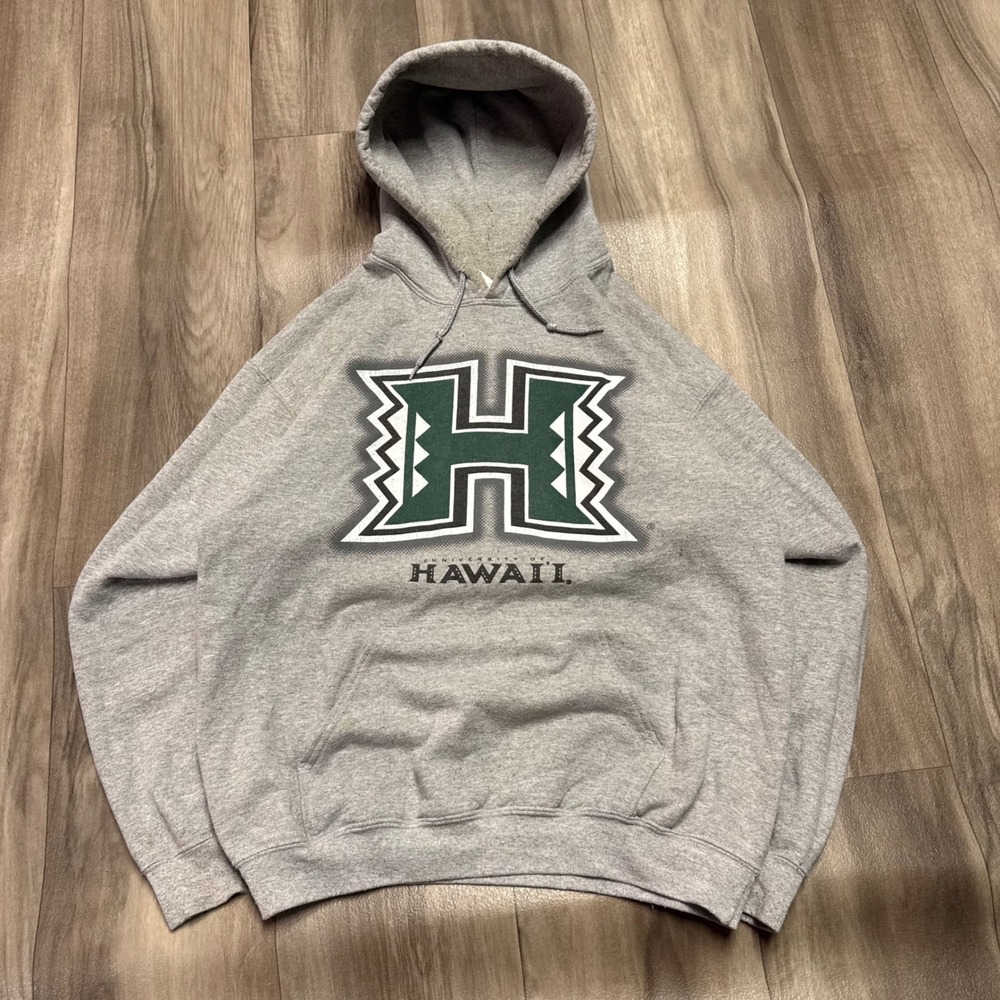 University of Hawaii Rainbow Warriors Hoodie Gray Pullover Sweatshirt Mens M